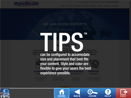 TIPS Kiosk Management Software - TIPS Toolbar Configured on Bottom