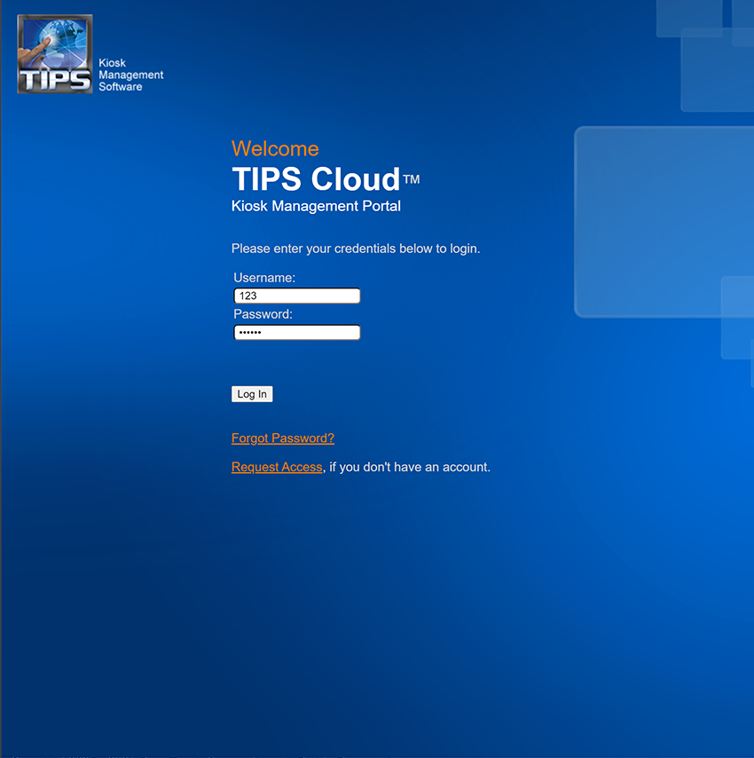 TIPS Cloud Administration Portal Login