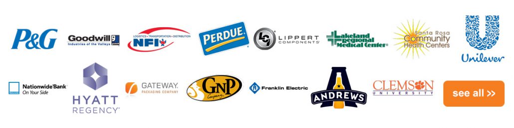 A selection of logos from DynaTouch's Human Resources clients.