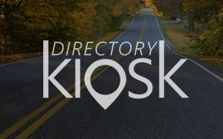 The Directory Kiosk Logo laid over an image of a road.